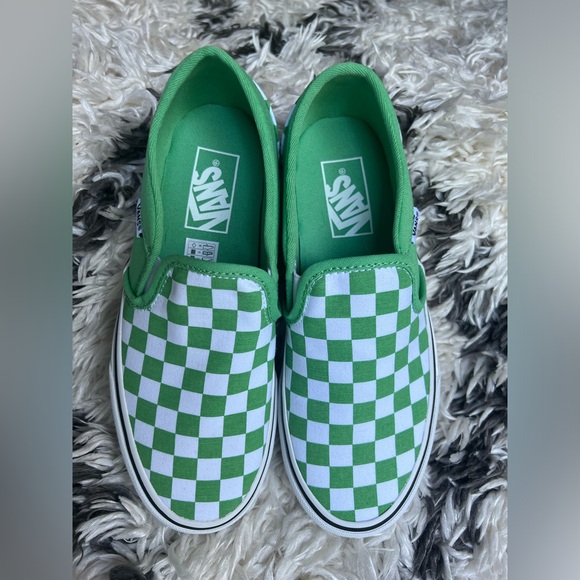 Vans Asher Checkerboard Sneaker - Slip On Style - Summer Green womens size 6.5 - Picture 5 of 9